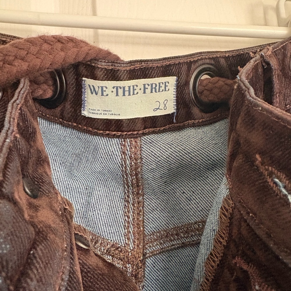 Free People Dark Brown Moxie Flocked  barrel jeans - Picture 5 of 12